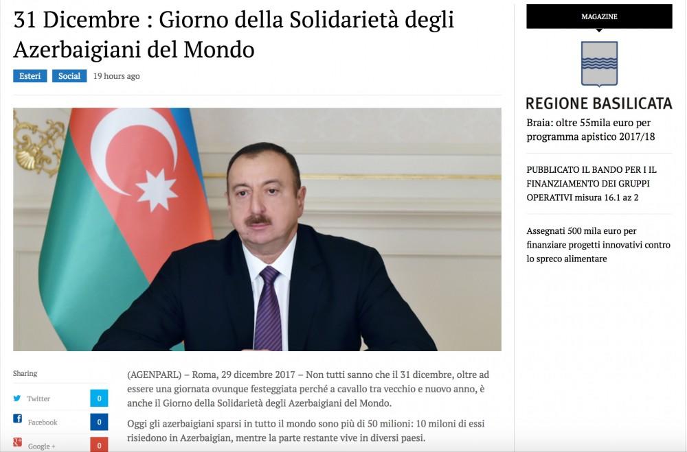 İtaliya nəşri həmrəylik günündən yazdı