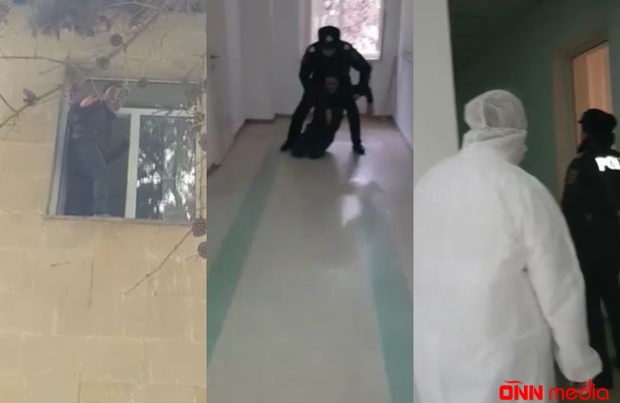 Bakıda ŞOK OLAY: Xəstə özünü pəncərədən atmaq istədi - ANBAAN VİDEO