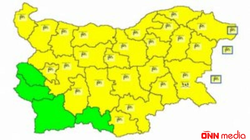 Bolqarıstanın 24 bölgəsində “sarı” meteo təhlükə kodu elan olundu