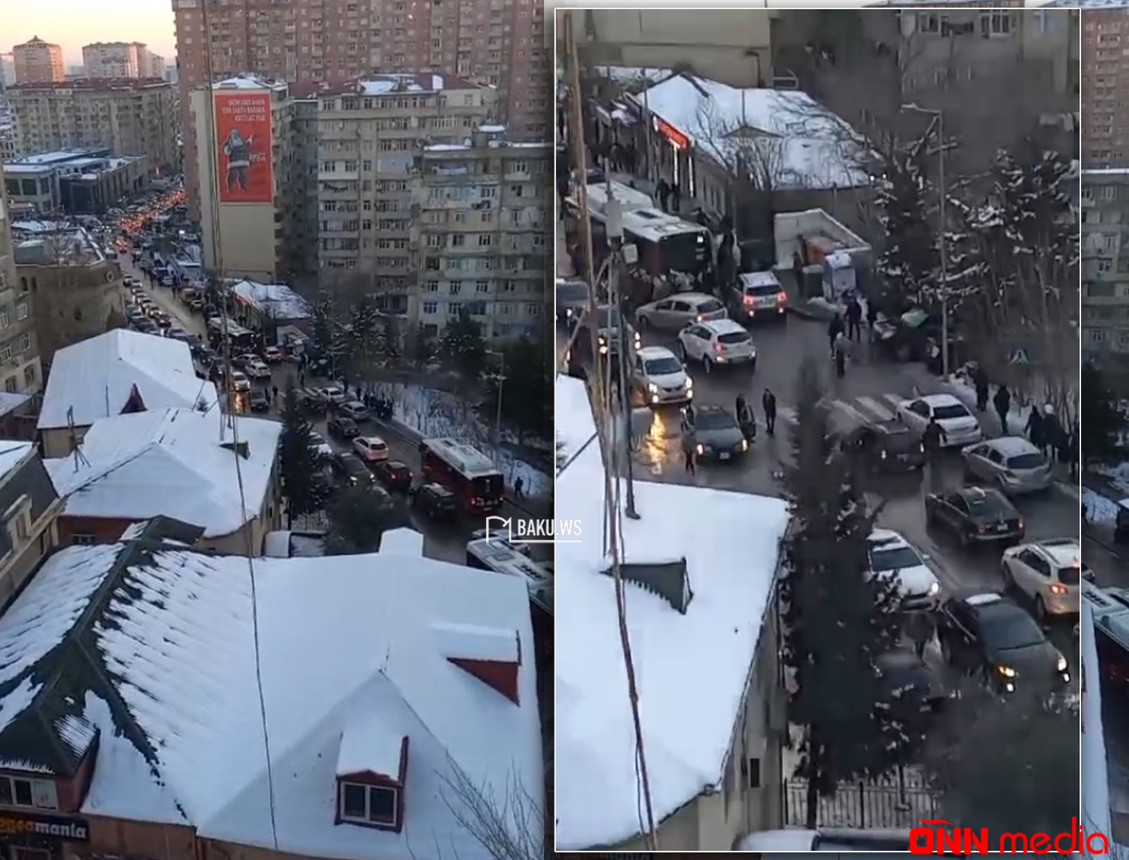 Yeni Yasamalda yol buz bağlayıb, sürücülər sərnişinləri yarıyolda düşürüblər
