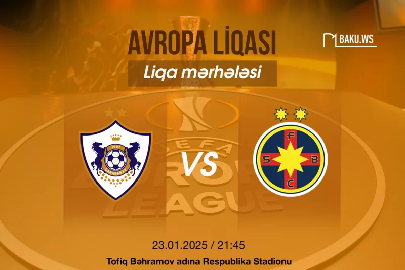 "Qarabağ" bu gün UEFA Avropa Liqasında FCSB-ni qəbul edəcək