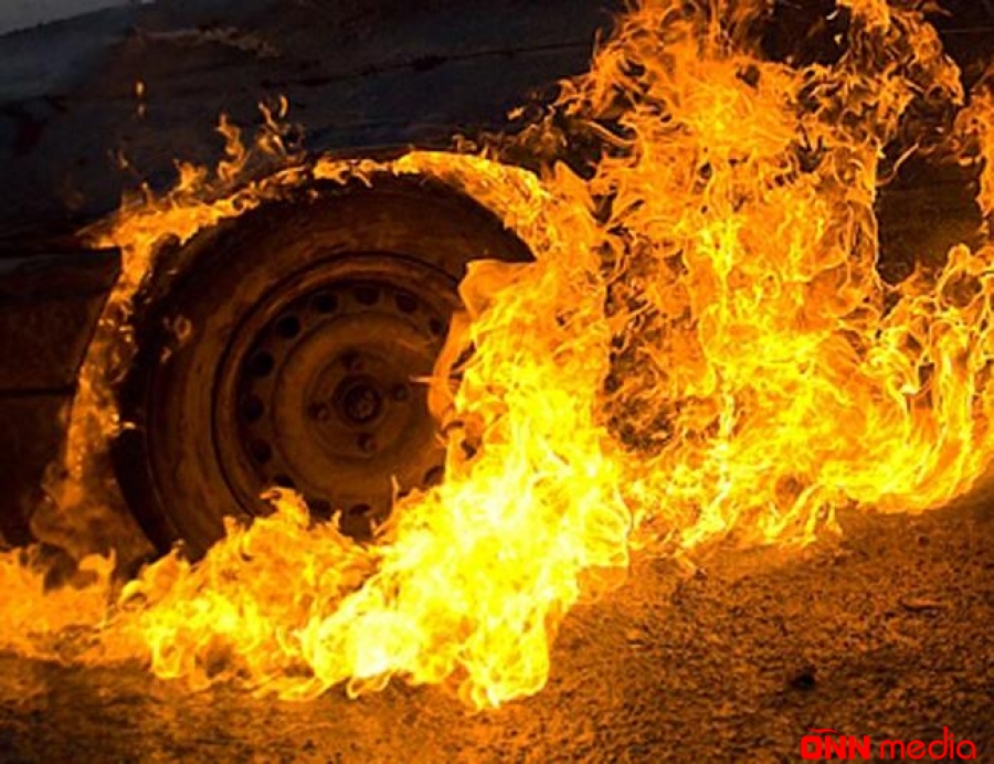 “QAZ” markalı yük avtomobili yandı