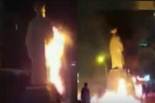 İranda Xomeneinin heykəli yandırıldı- Böyük çevriliş yoxsa…?